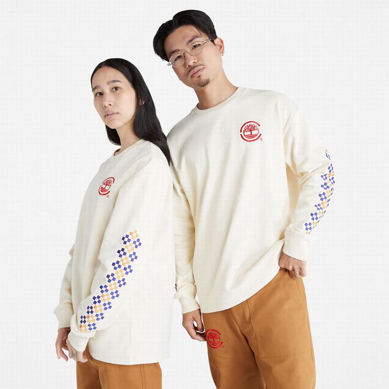 Beige Timberland Heavyweight Back-Graphic Long Sleeve | 8040191