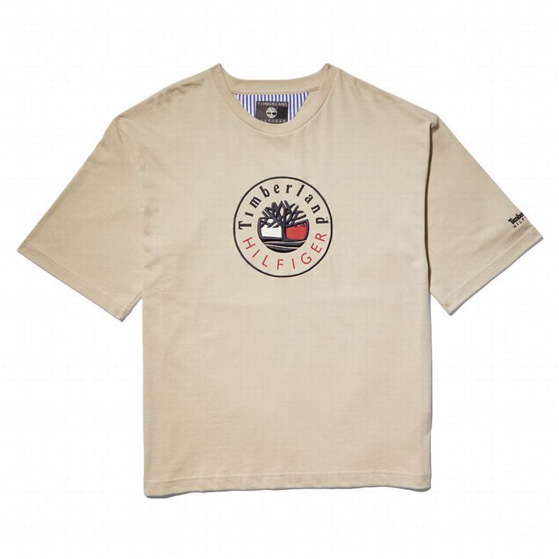 Beige Timberland Heavyweight T-Shirts | 77925758
