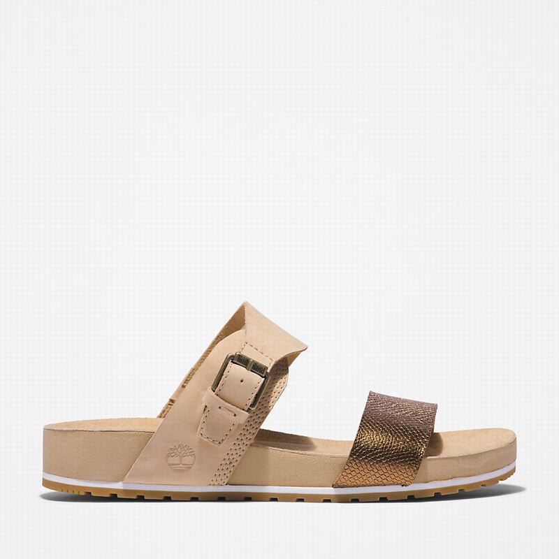 Beige Timberland Malibu Waves Slide Sandals | 29239038