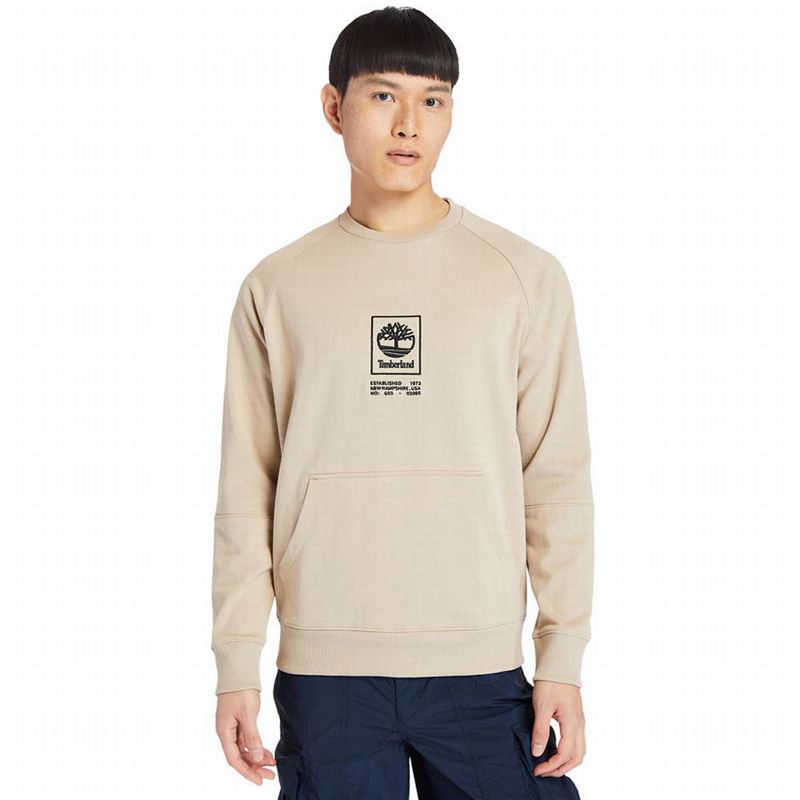 Beige Timberland Pouch-Pocket Sweatshirts | 15802415