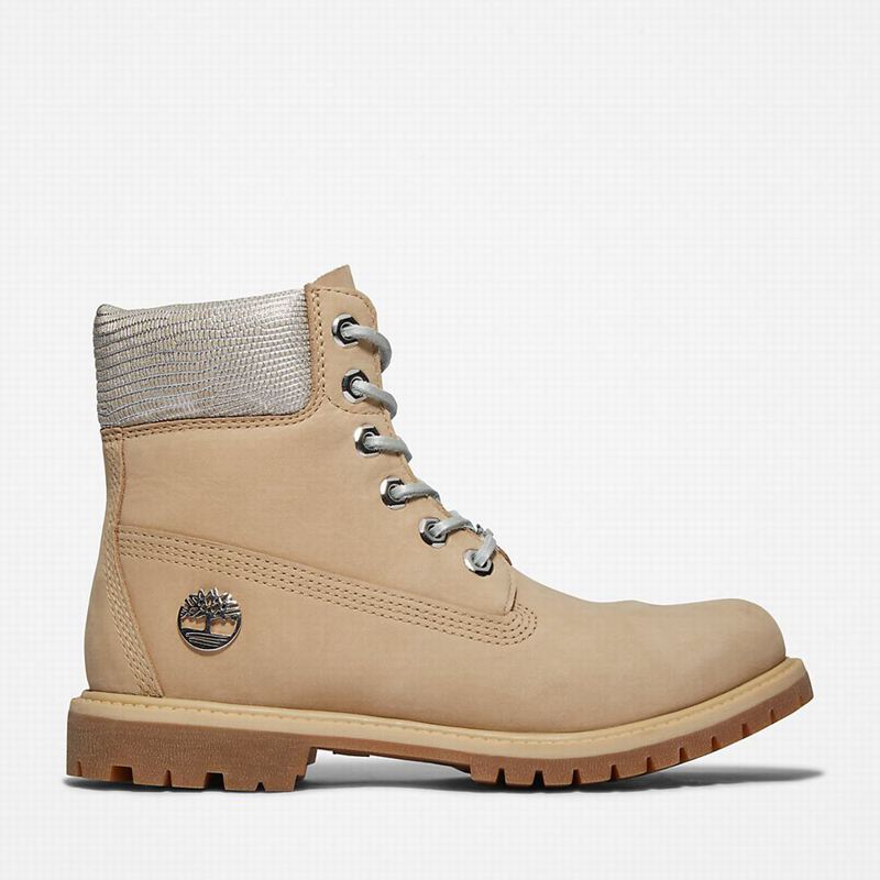 Beige Timberland Premium 6 Inch Boots | 83536145