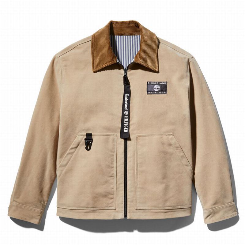 Beige Timberland Progressive Utility Fleece-collar Overshirt Jackets | 807654