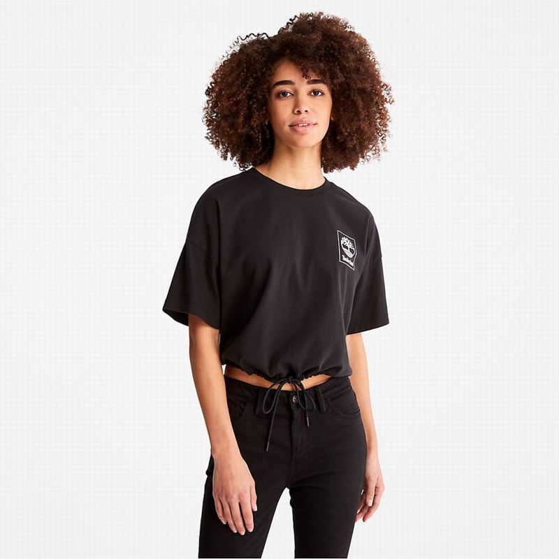 Black Timberland All Gender Heavyweight Front-Graphic T-Shirts | 20727119
