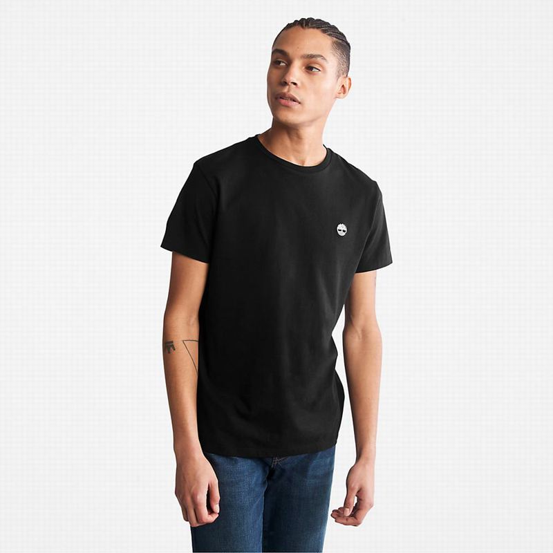 Black Timberland All Gender Heavyweight Badge T-Shirts | 85921418