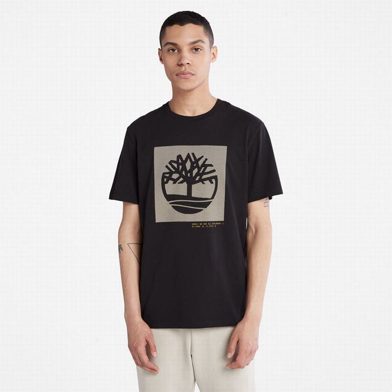 Black Timberland Back Graphic Logo T-Shirts | 49459344