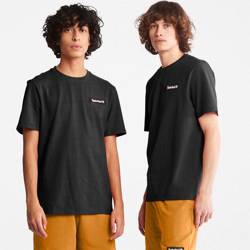 Black Timberland Back-graphicd T-Shirts | 26932798
