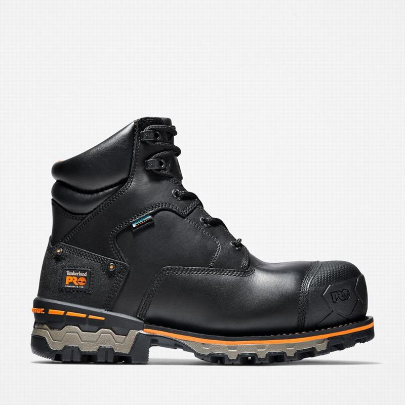 Black Timberland Boondock 6" Composite Toe Waterproof Work Boots | 94057595