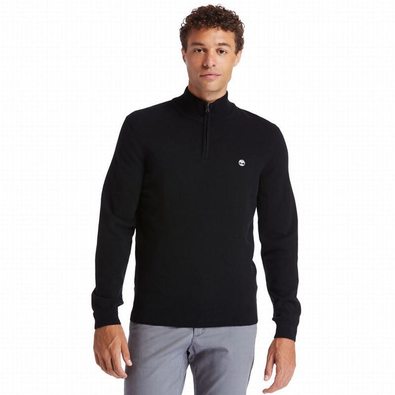 Black Timberland Cohas Brook Zip-neck Sweaters | 41027992