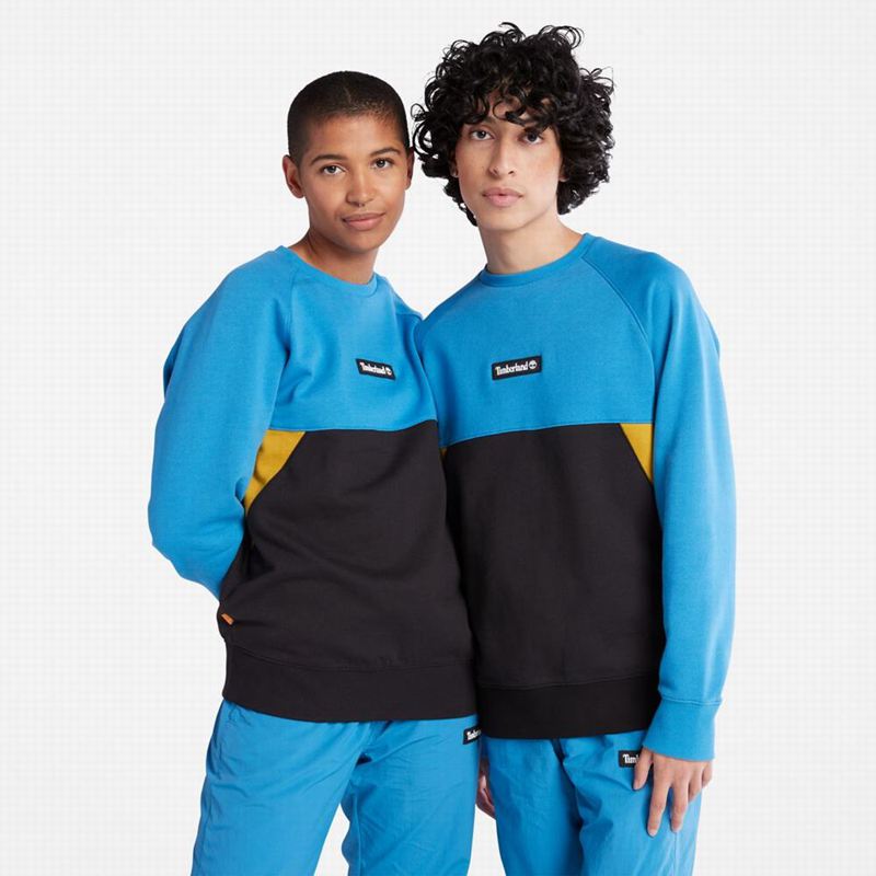 Black Timberland Colorblock Crewneck Sweatshirts | 53695975