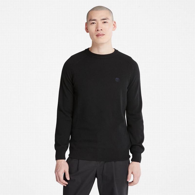 Black Timberland Crewneck Raglan Jumpers | 94151508
