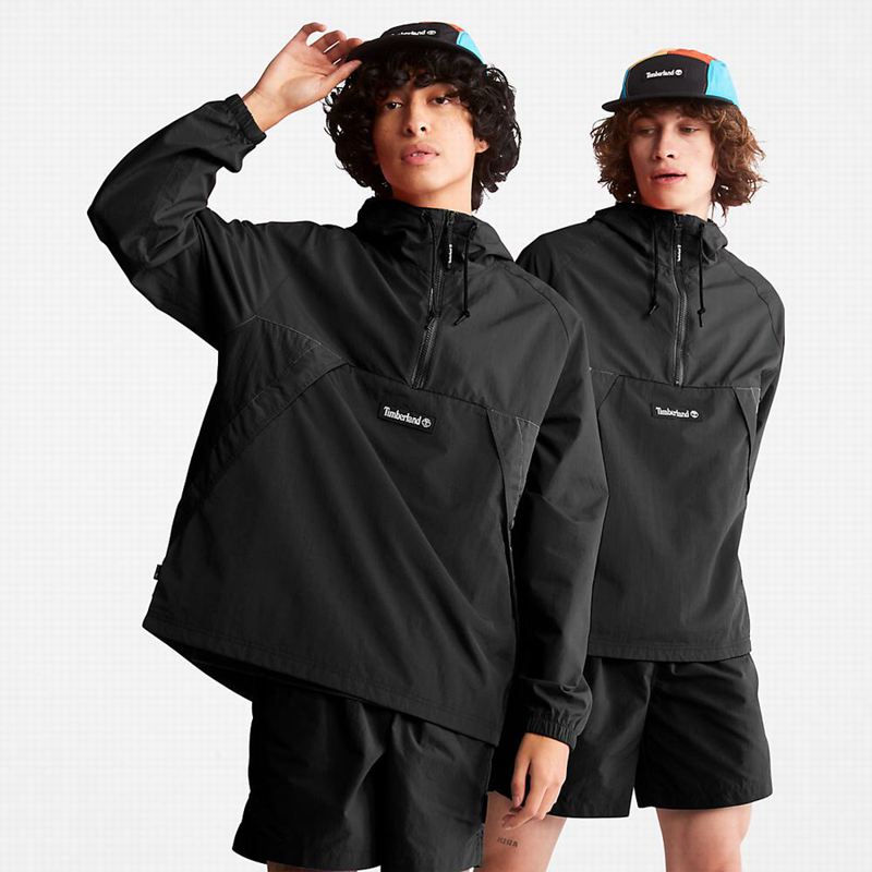 Black Timberland DWR Zip-Neck Windbreaker | 52115378