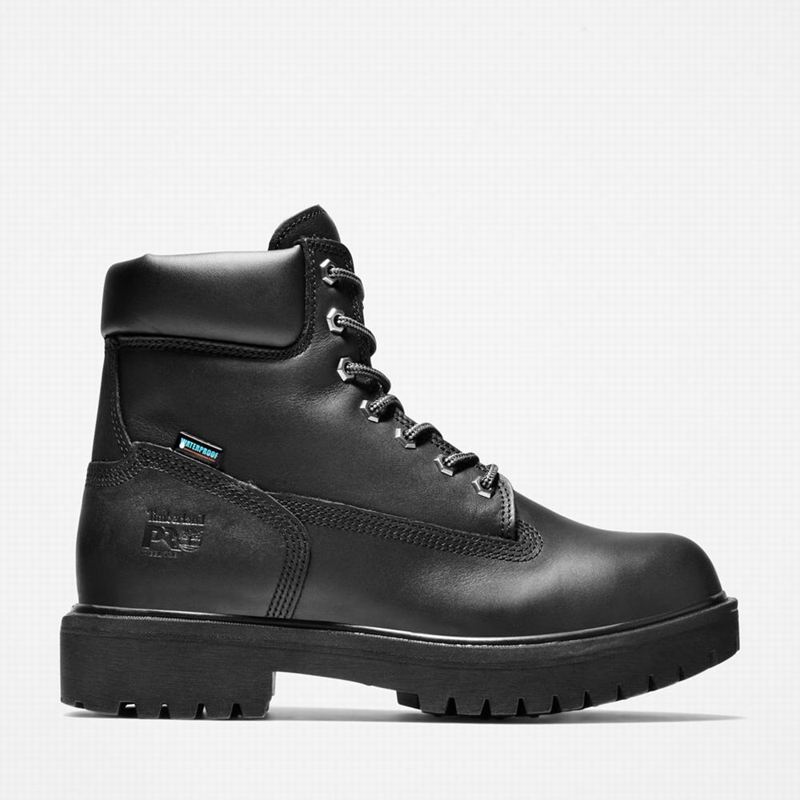 Black Timberland Direct Attach 6" Steel Toe Waterproof Work Boots | 50581924
