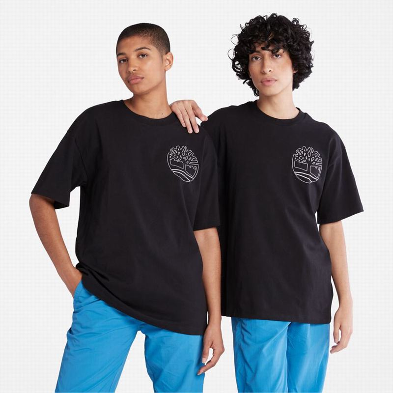 Black Timberland Dunstan River Crewneck T-Shirts | 25667909