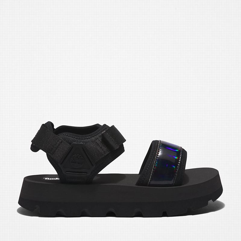 Black Timberland Euro Swift Ankle-Strap Sandals | 49532029