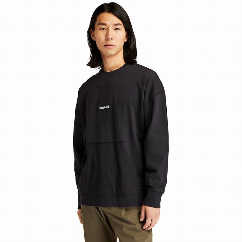 Black Timberland Garment-Dyed Graphic Sweatshirts | 75592712