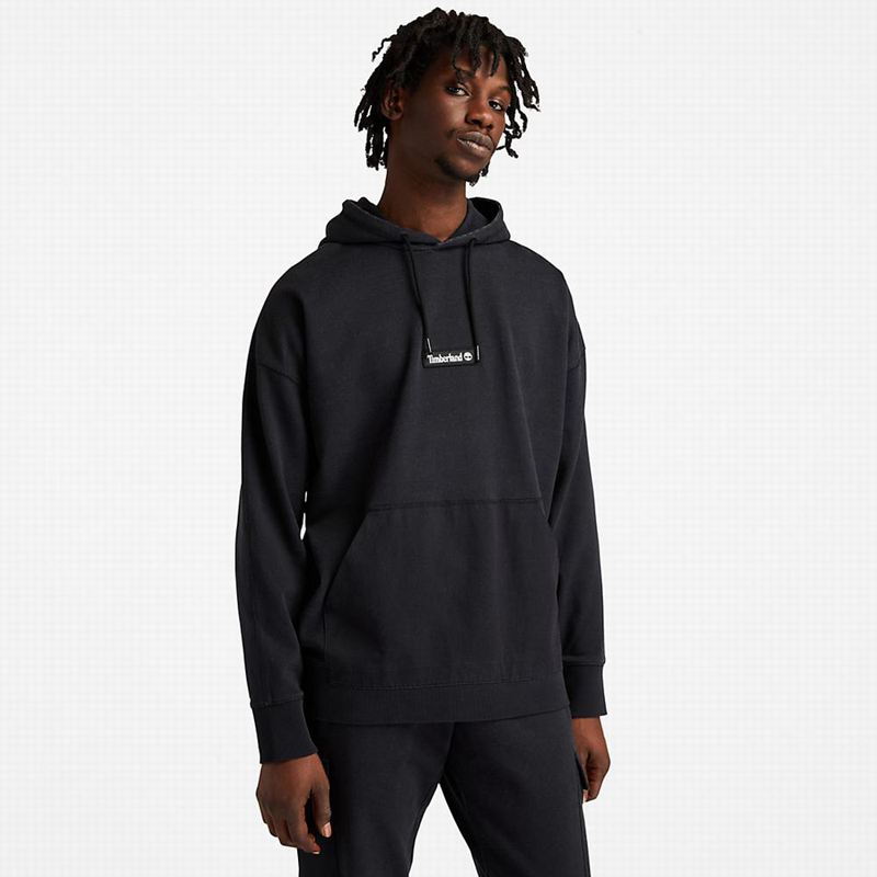 Black Timberland Garment-Dyed Logo Hoodie | 81717243