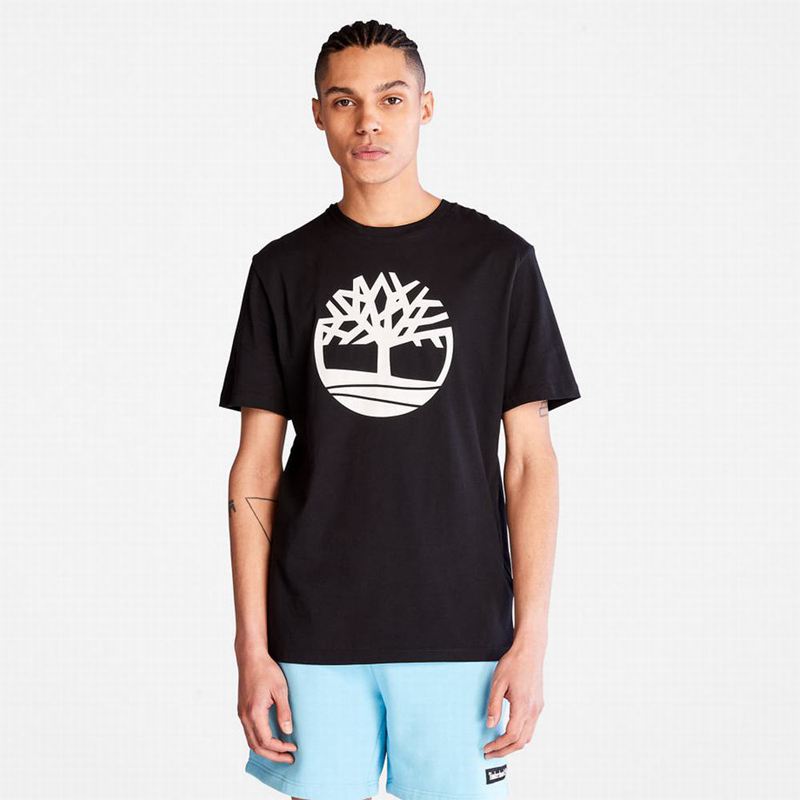 Black Timberland Graphic-Logo T-Shirts | 29782091