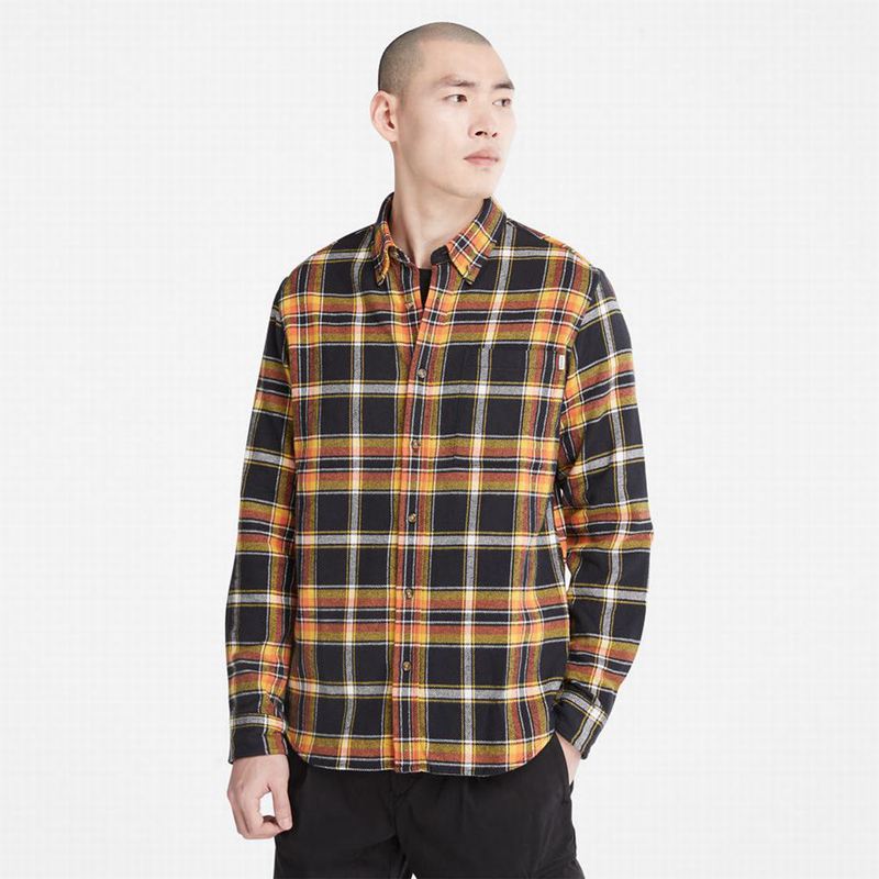 Black Timberland Heavy Flannel Check Shirts | 68606861