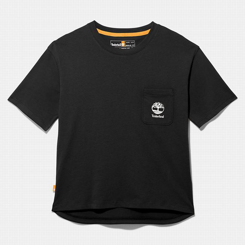 Black Timberland Kennebec River Tree Logo T-Shirts | 90090604