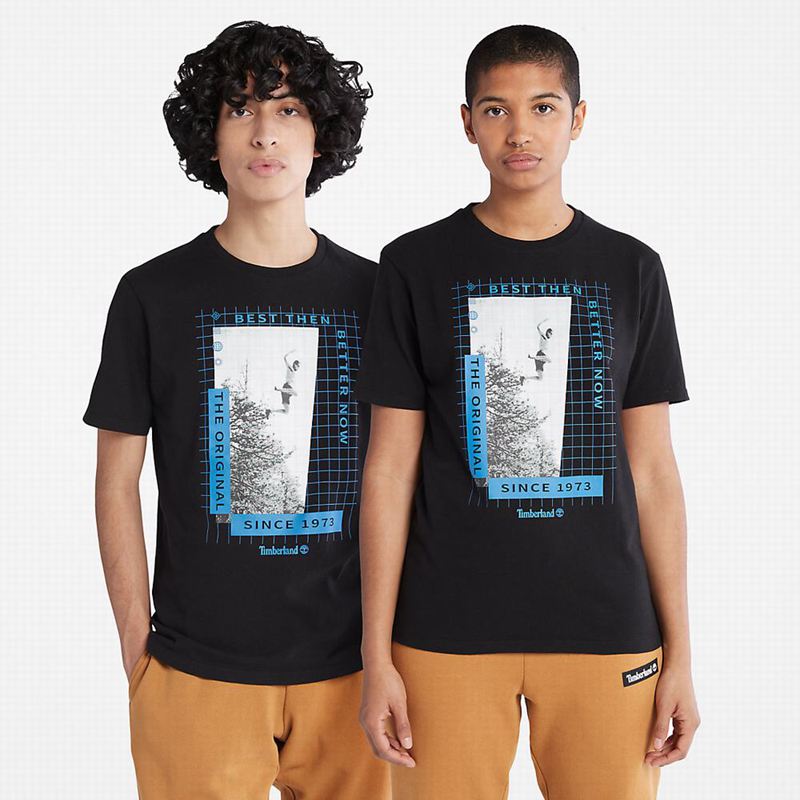 Black Timberland Logo T-Shirts | 47756910