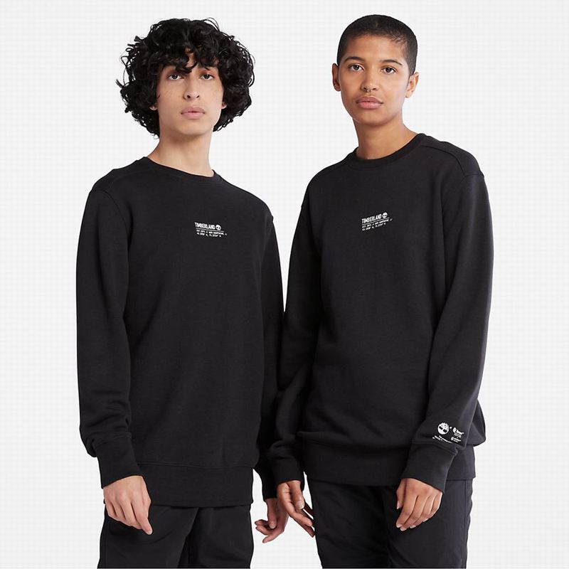 Black Timberland Luxe Comfort Essentials Raglan Refibra Sweatshirts | 56091803