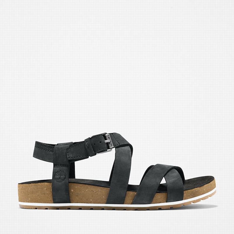 Black Timberland Malibu Waves Ankle Strap Sandals | 8519520