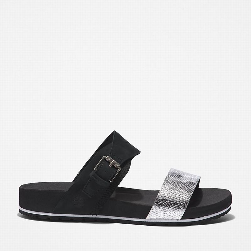 Black Timberland Malibu Waves Slide Sandals | 33346717
