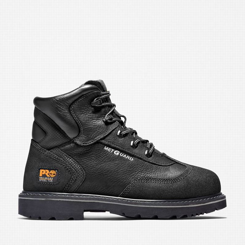 Black Timberland Met Guard Steel Toe Work Boots | 81659769
