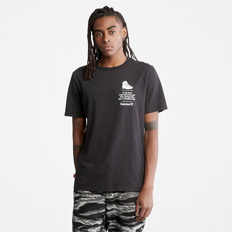 Black Timberland Organic Cotton Boot T-Shirts | 10976544