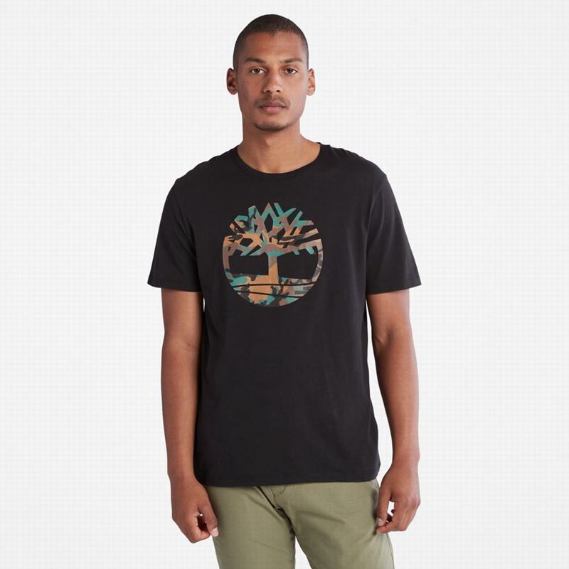 Black Timberland Outdoor Heritage Camo-Logo T-Shirts | 24430811