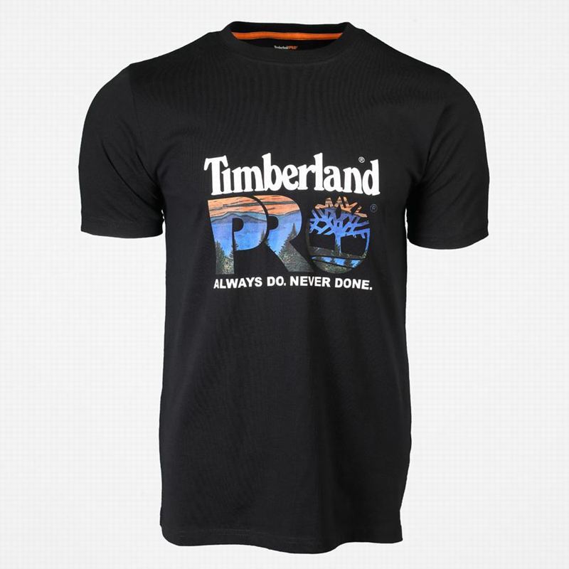 Black Timberland PRO Base Plate Short-Sleeve Logo T-Shirts | 84215092