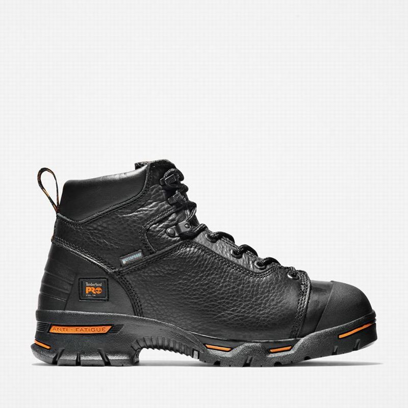 Black Timberland PRO Endurance 6" Steel Toe Waterproof Work Boots | 46053862