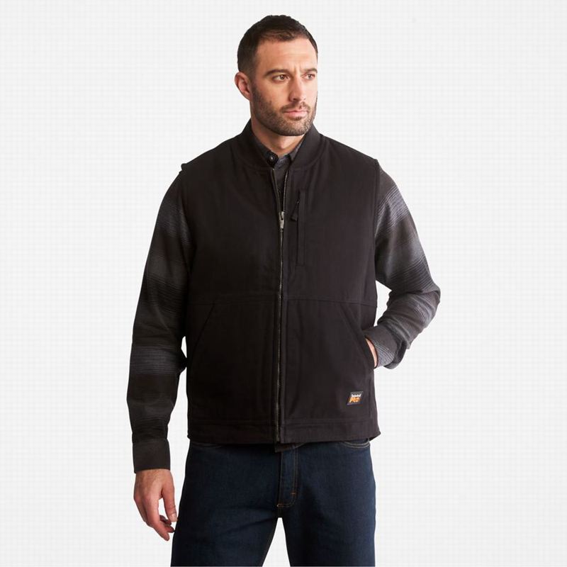 Black Timberland PRO Gritman Lined Canvas Vest | 97933694