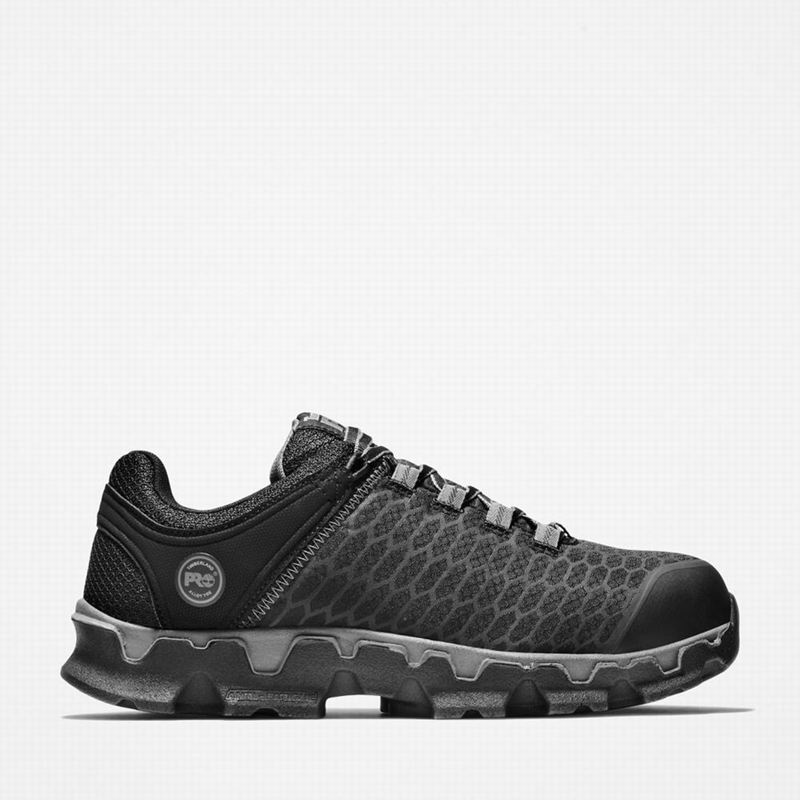 Black Timberland PRO Powertrain Sport Alloy Toe Work Shoes | 95671284