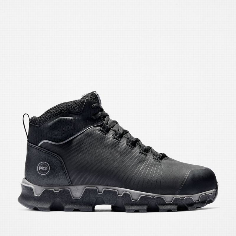 Black Timberland PRO Powertrain Sport Alloy Toe Sneaker Work Boots | 99806666