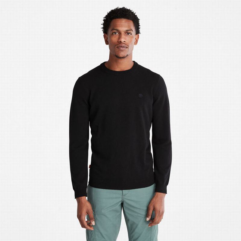 Black Timberland Phillips Brook Wool-Blend Crewneck Sweaters | 61818900