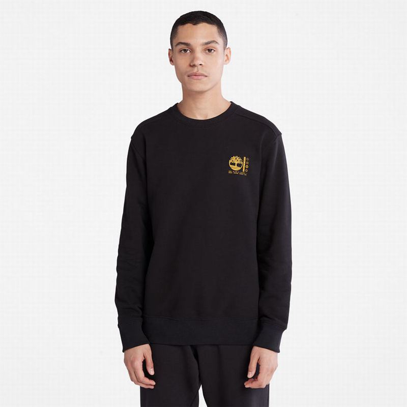 Black Timberland Photographic Crewneck Sweatshirts | 36232032