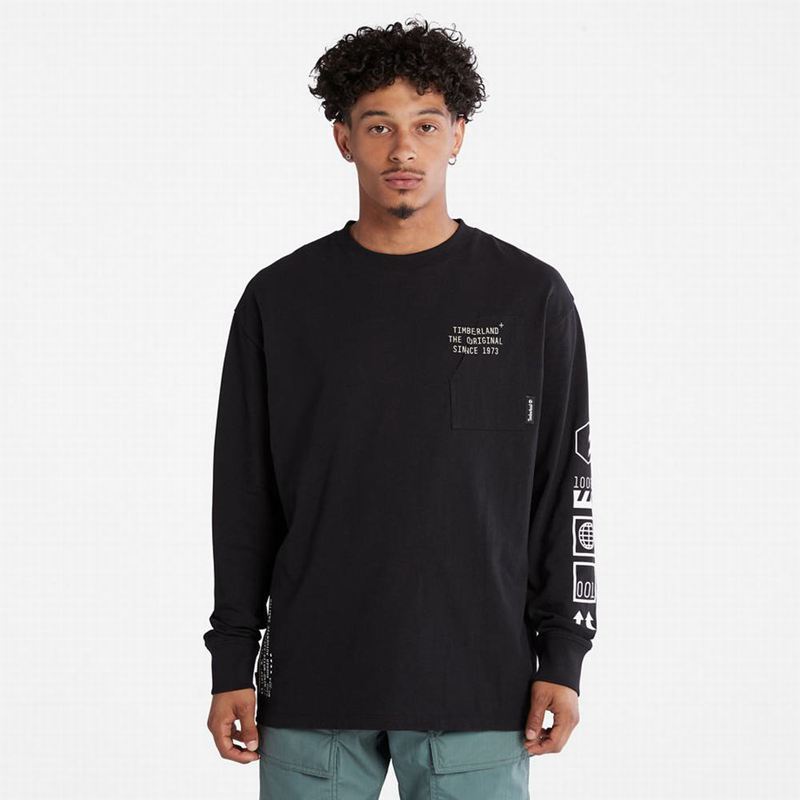 Black Timberland Progressive Utility Graphic LS Long Sleeve | 13894985