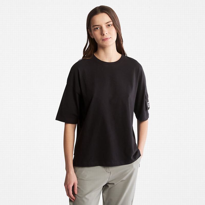 Black Timberland Progressive Utility Pocket T-Shirts | 76774128