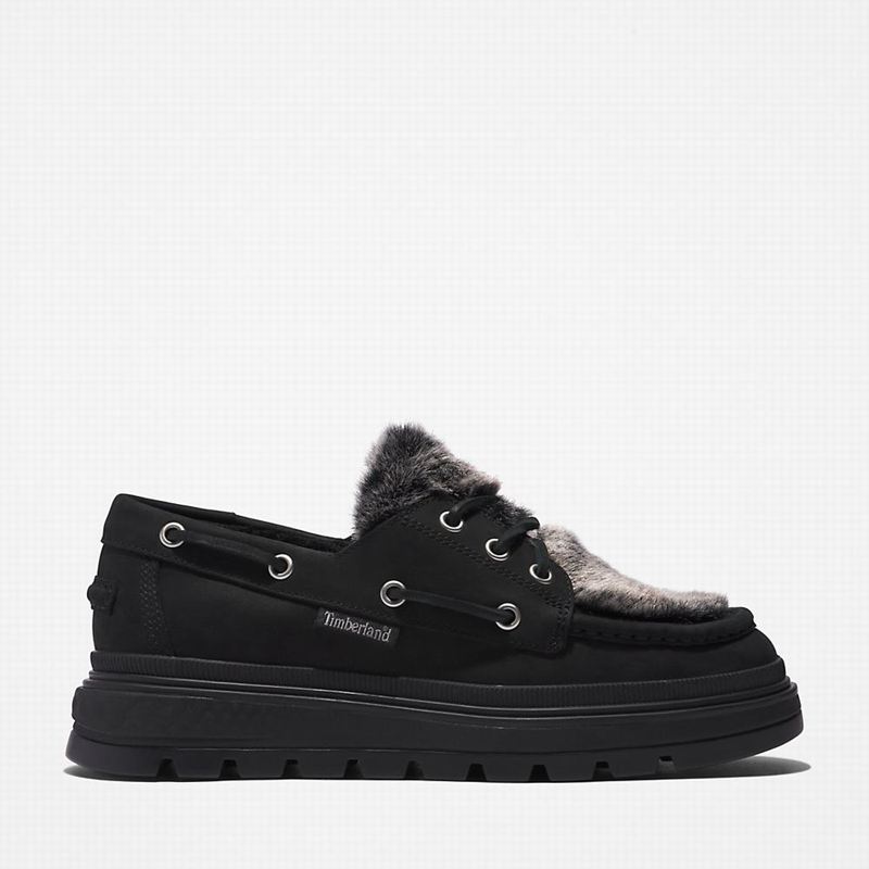 Black Timberland Ray City Warm-lined Boat Shoes | 31016960