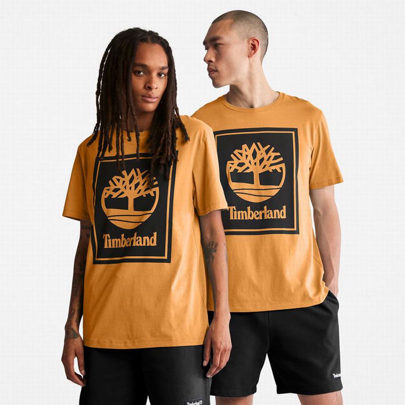 Black Timberland Stack Logo T-Shirts | 55994811