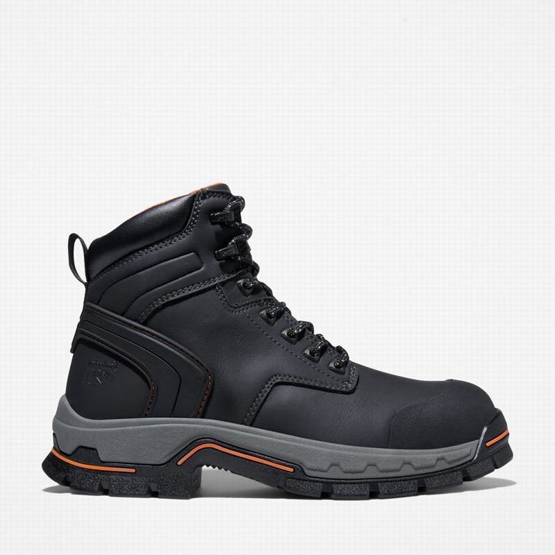 Black Timberland Stockdale 6" Alloy Toe Work Boots | 59994752