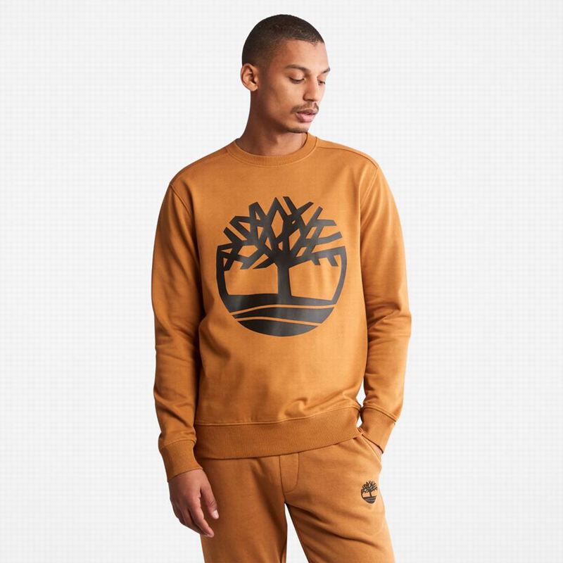 Black Timberland Tree Logo Crewneck Sweatshirts | 68209418