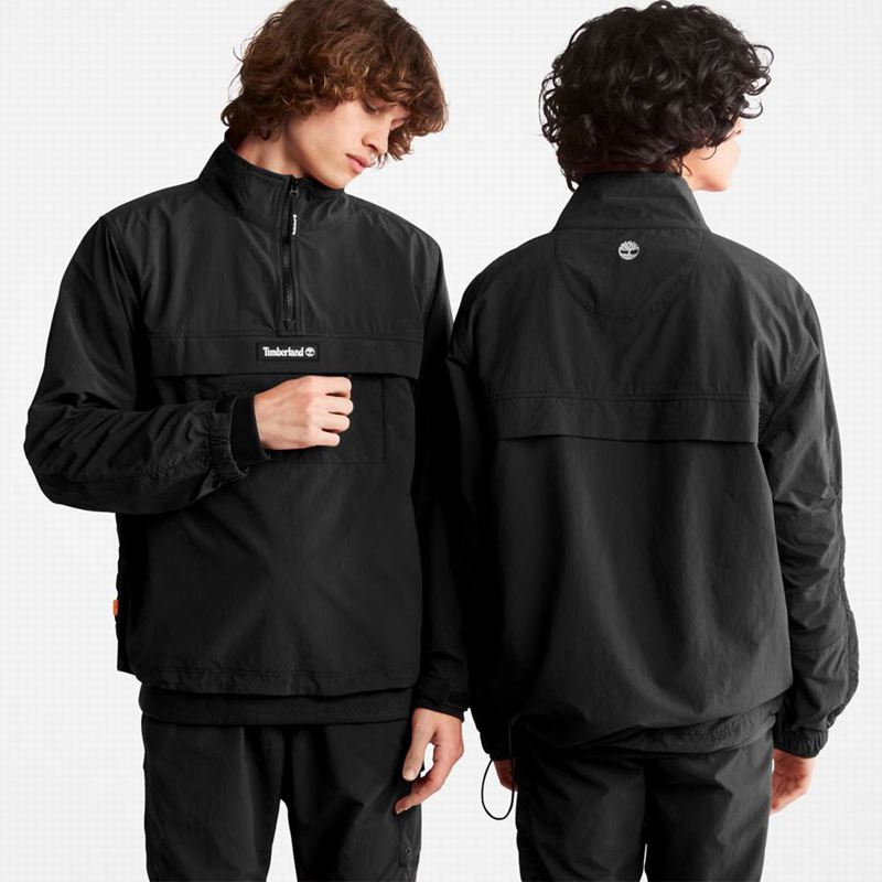 Black Timberland Water-Resistant Pullover Windbreaker | 7124557