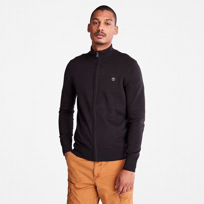 Black Timberland Williams River Full-Zip Sweaters | 46832785
