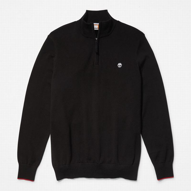 Black Timberland Williams River Half-zip Sweaters | 15679343