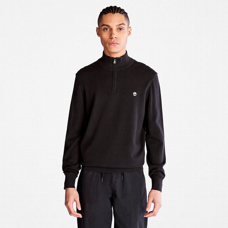 Black Timberland Williams River Zip-neck Sweaters | 50639806