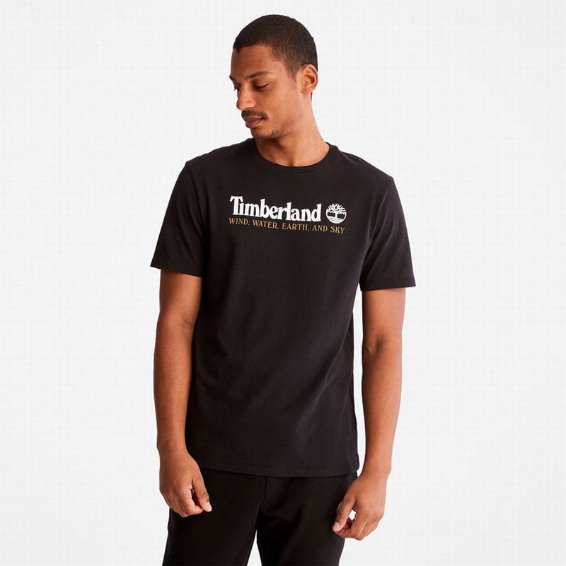 Black Timberland Wind Water Earth and Sky T-Shirts | 16264268