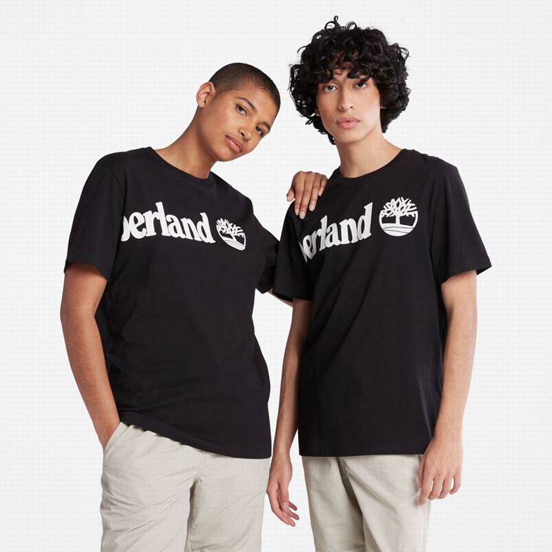 Black Timberland Wraparound-Logo T-Shirts | 98761853