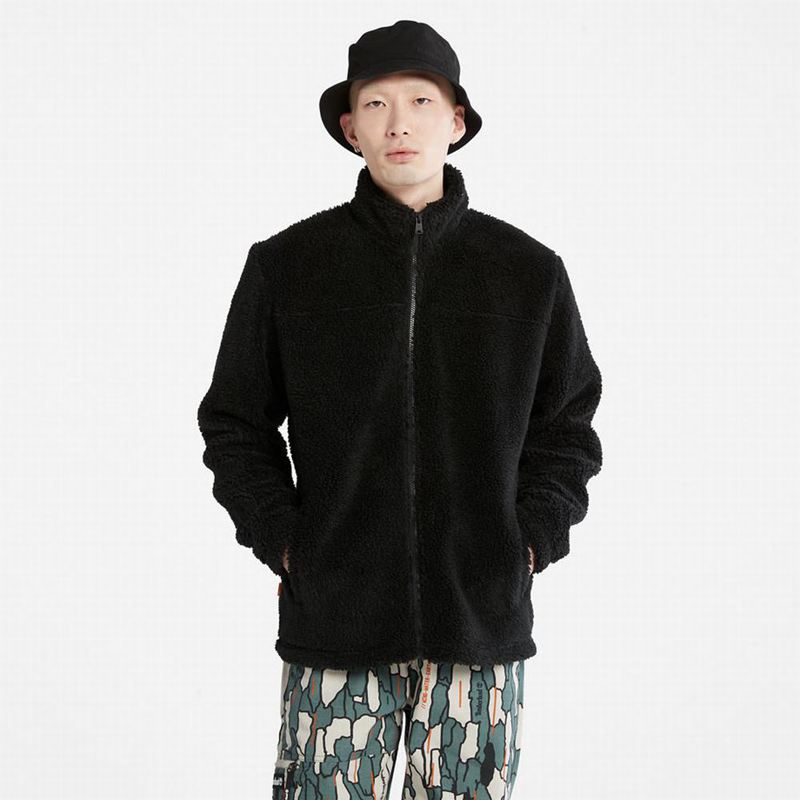 Black Timberland Zip-Front Fleece Jackets | 72676488